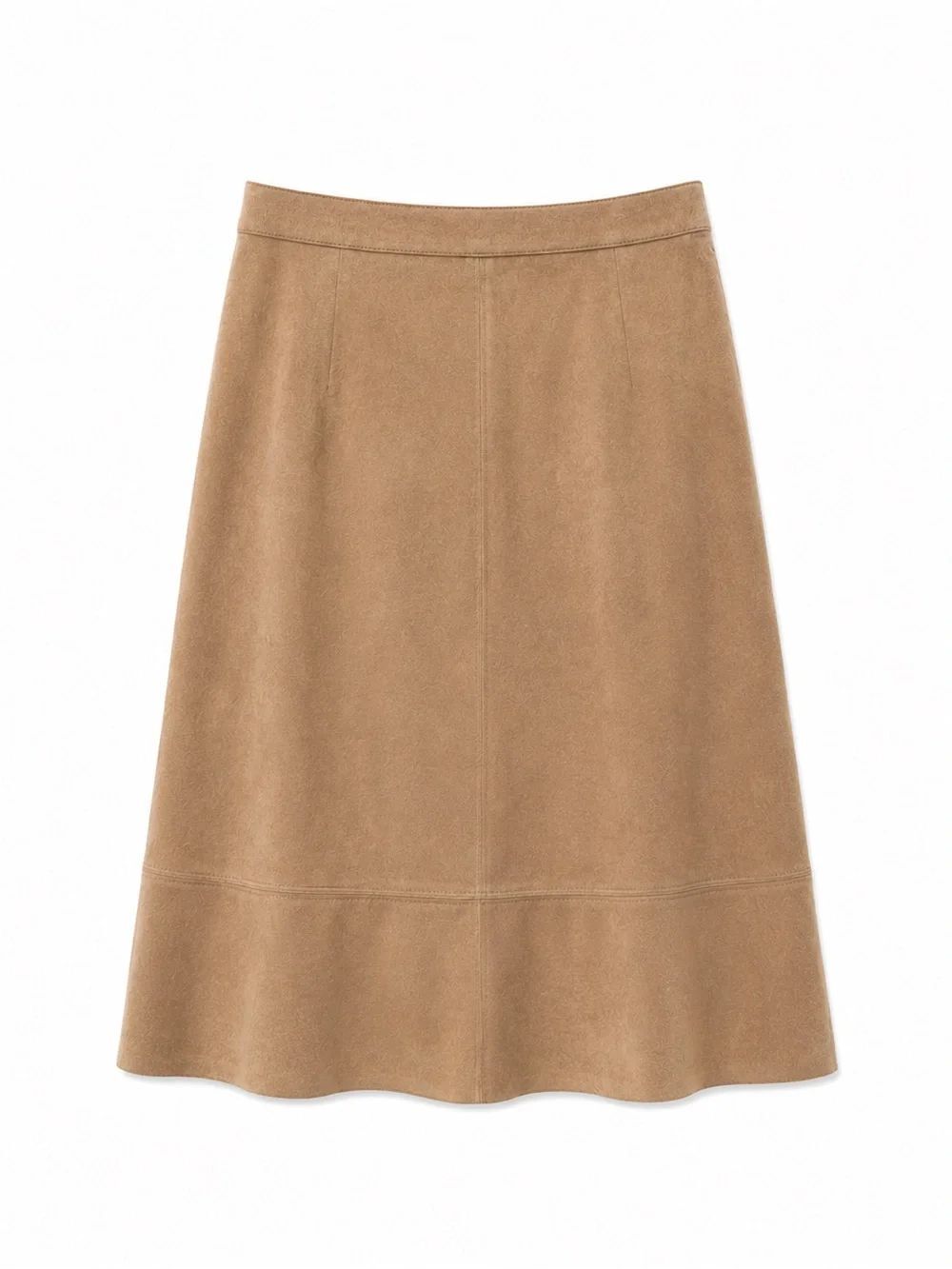Brandon Thomas Tan Suede A-Line Skirt